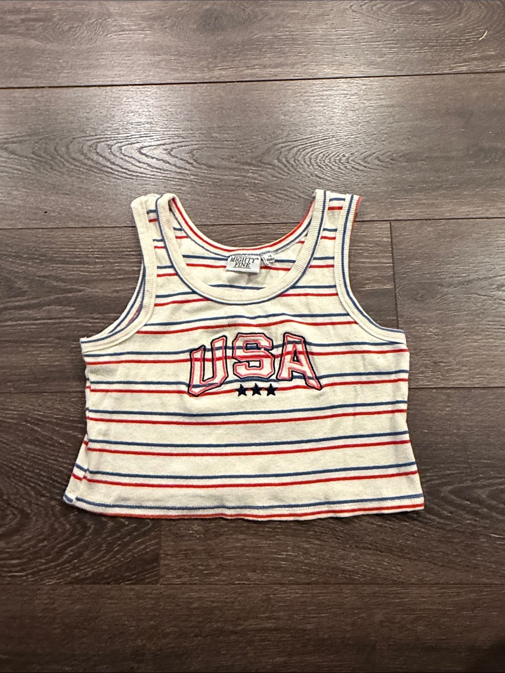 Mighty Fine USA Striped Tank Top in Cream, Red & Navy